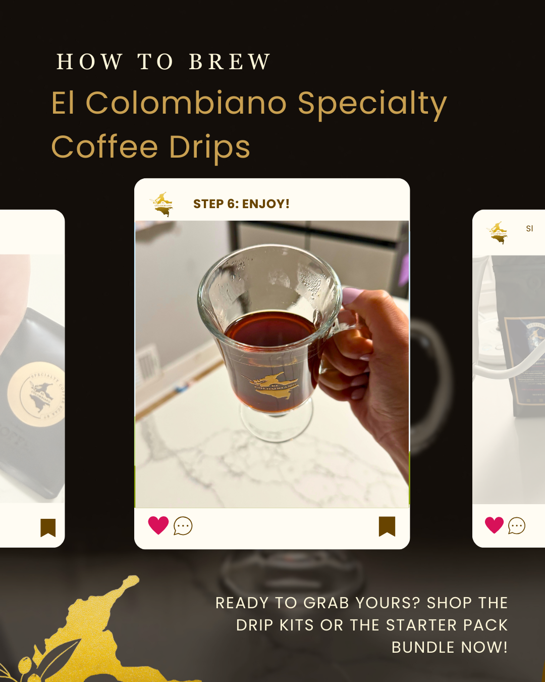 El Colombiano Specialty Coffee Drips (6 Pack): SCAA 84 Classic & SCAA 87 Select