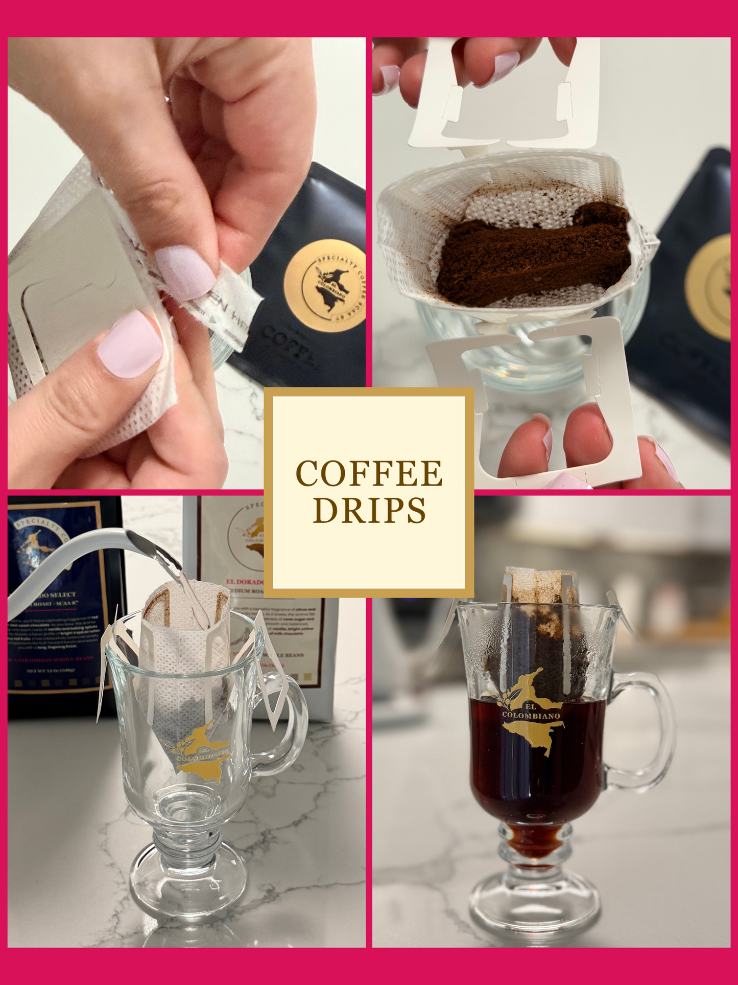 El Colombiano Specialty Coffee Drips (12 Pack): SCAA 84 Classic & SCAA 87 Select